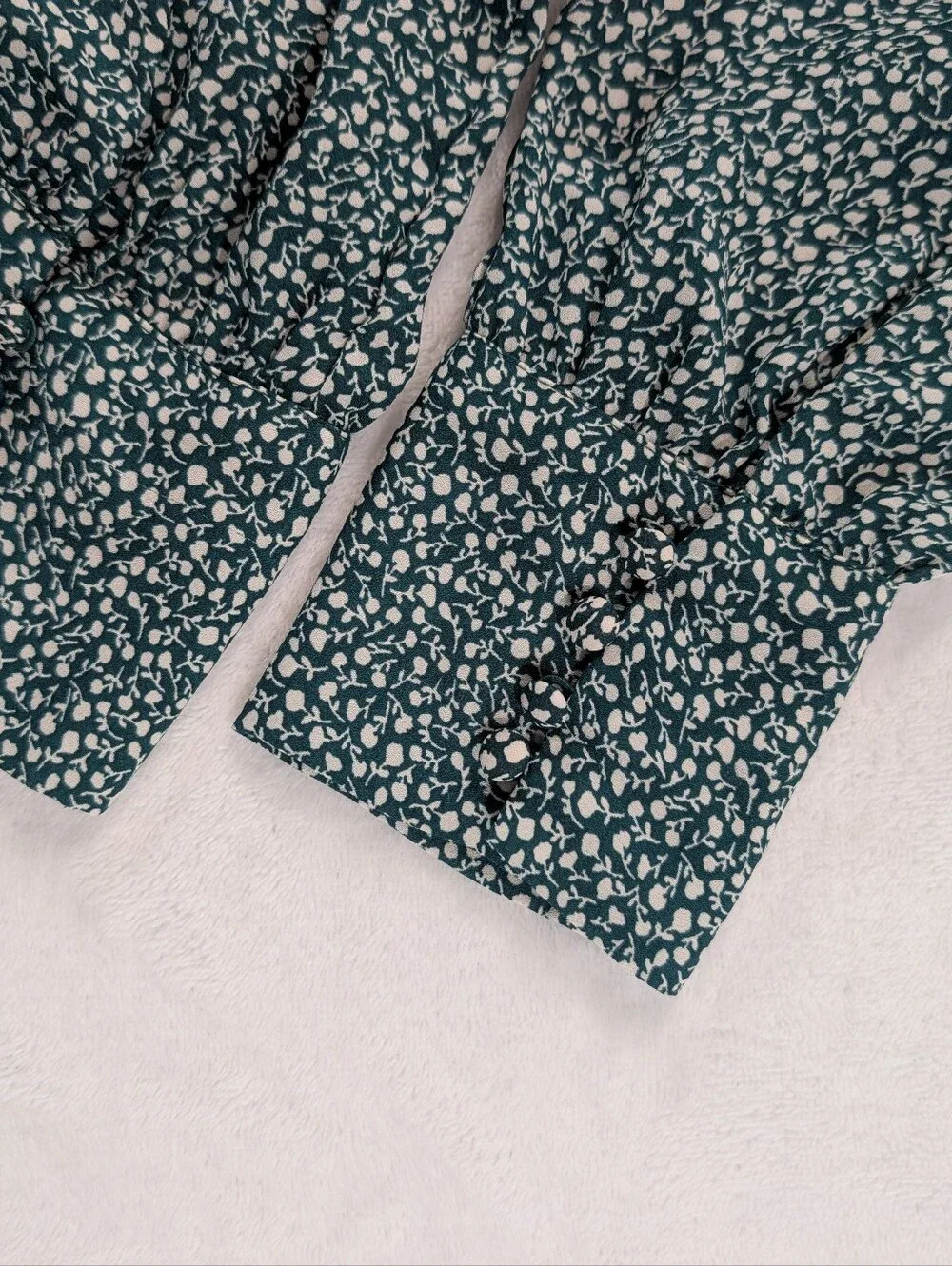 Abercrombie & Fitch Green Floral Puff Sleeve Blouse Top XS | Cottagecore Boho